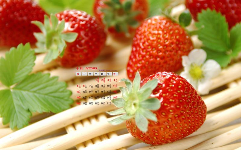 首页 桌面壁纸 2014年10月日历壁纸小清新唯美红草莓诱人特写上一张下