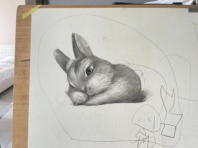 素描小兔子  画了一只软萌的小兔子