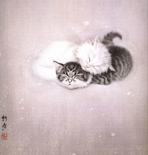 国画家徐新奇工笔猫作品