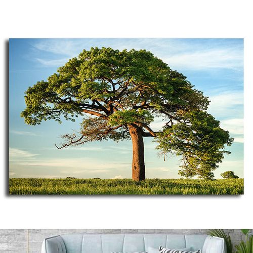 一棵大树壁画绿色参天大树自然风景海报客厅房间电视背景墙贴画4