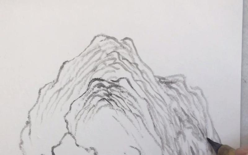 山水画皴法披麻皴富春山居图局部临摹示范