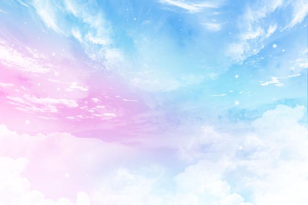 唯美背景蓝紫色天空插画手绘少女心背景小清新云层云朵