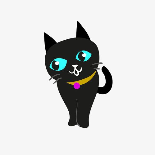黑色猫咪png素材卡通可爱黑色的猫咪