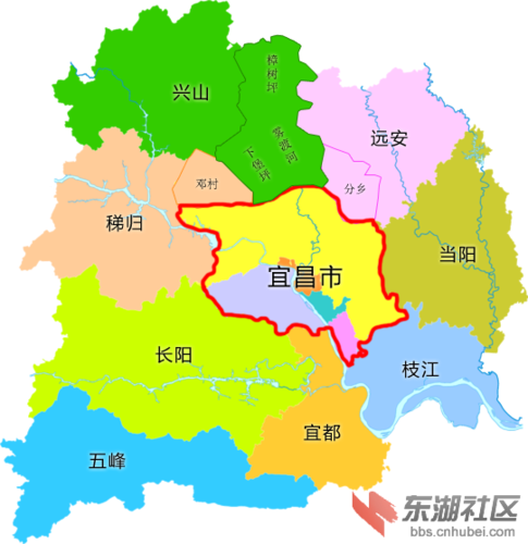自制宜昌市的新区划将夷陵区北部五乡镇划到其它县