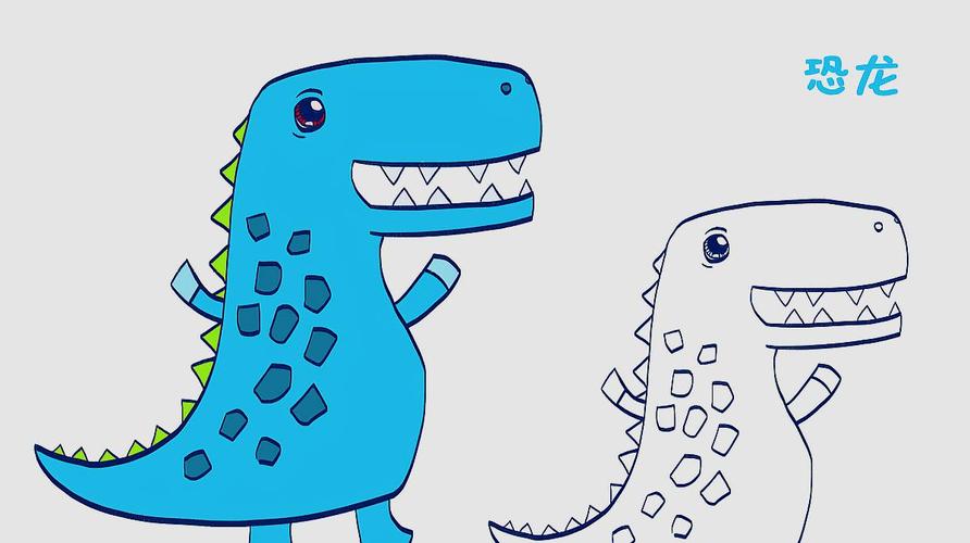 1恐龙简笔画画法:先画出恐龙头部和嘴,再画出牙齿和眼睛和鼻子,勾勒出