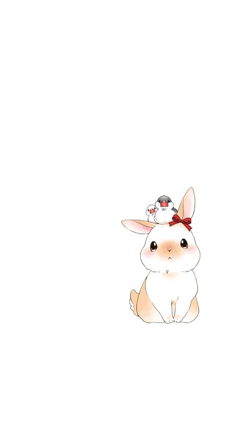 可爱兔子手绘插画高清手机壁纸