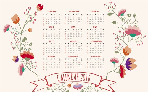 2016年全年日历唯美高清桌面壁纸下载