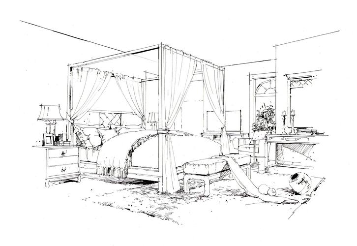 室内设计手绘作品分享2家装空间线稿