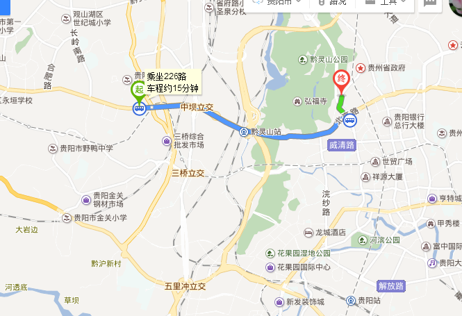 从北京西路和尚坡站到贵阳十七中可乘坐哪路公交车