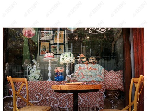 原创咖啡店甜品店小院子下午茶橱窗版权可商用