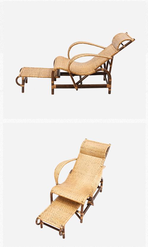 老帆布躺椅万和葛优躺老式躺椅礼老人手工编织家用真藤舒适竹藤椅沙滩
