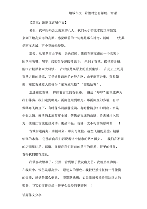 游丽江古城作文(优秀篇).pdf 6页