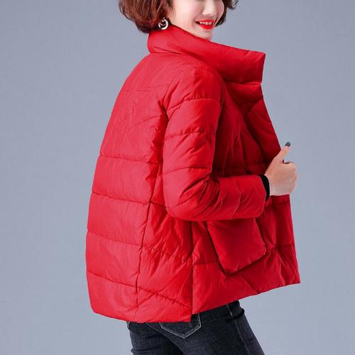 装短款小棉袄中老年妈妈上衣外套红色大码长袖立领棉服女加厚冬季