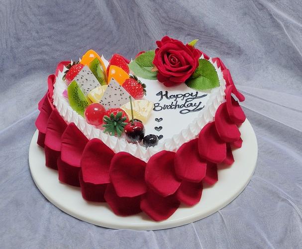 蛋糕模型仿真爱心生日蛋糕样品水果新款网红红玫瑰仿真水果