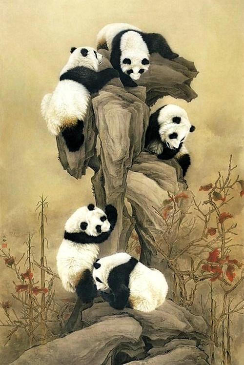 工笔熊猫丝毛画法