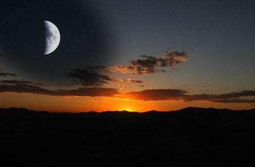 太阳和月亮同时升起的景象到底是怎么回事?