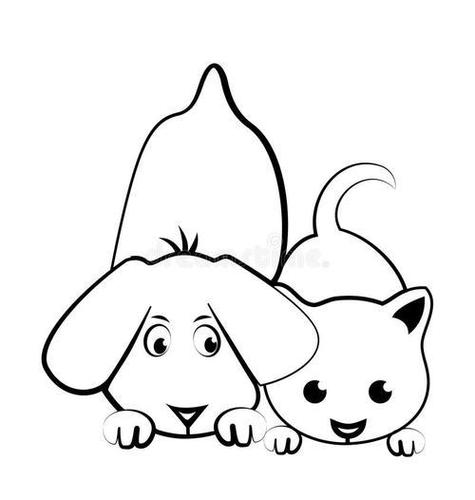猫和狗的简笔画图