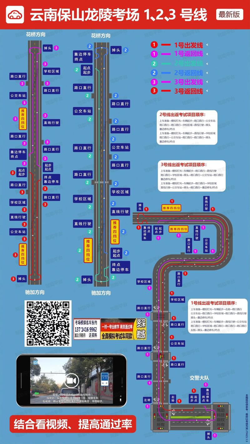 保山科目三考场考试视频路线图模拟练车教程.