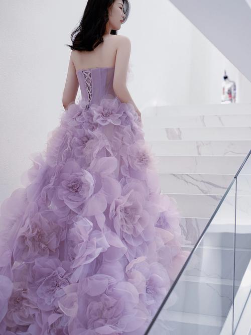 金华婚纱超显白的浪漫紫色系礼服