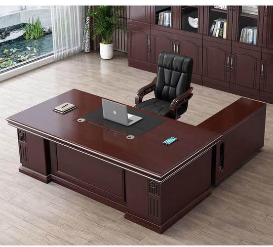 新中式大班台 老板桌直边办公桌椅简约现代大班台电脑桌总裁经理桌带