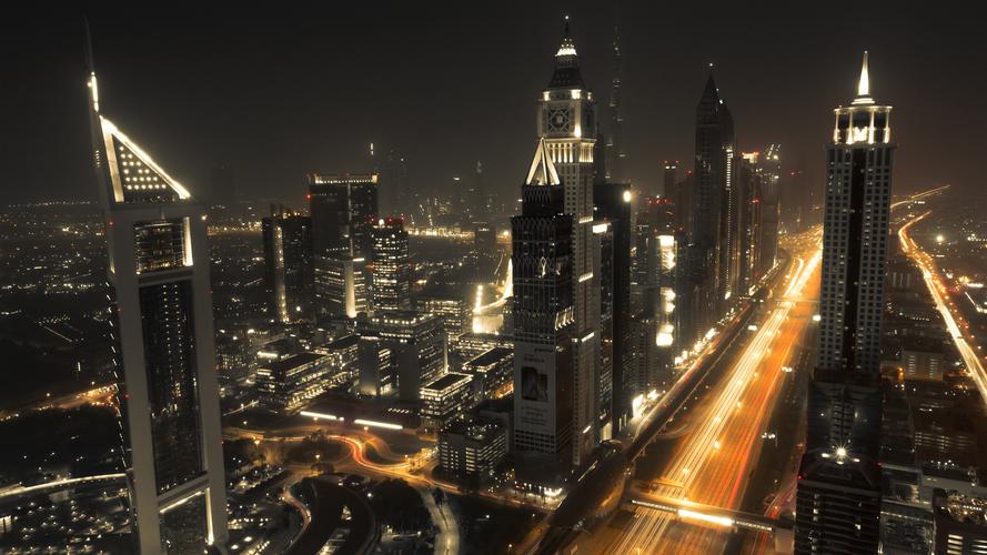 net 桌布描述: 迪拜,城市夜晚,摩天大楼,灯光,道路 当前尺寸: 1920x