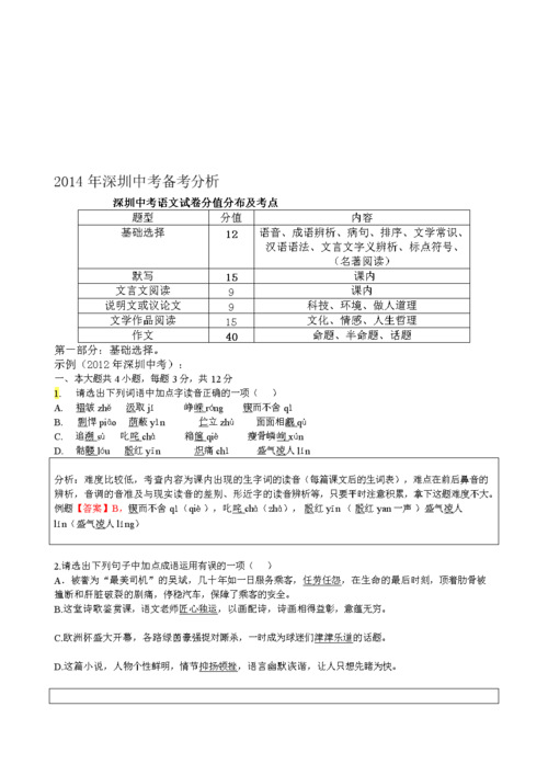 2014年圳中考语文专题.doc