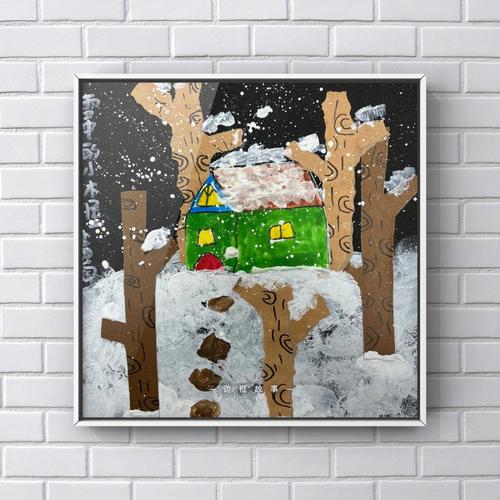 少儿美术  #创意美术  课程主题:雪中的小木屋.教学目的