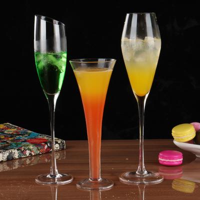 水晶玻璃香槟杯 家用创意起泡杯鸡尾酒杯高脚杯香槟婚礼杯2个套装