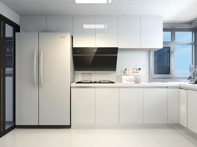 极简风格厨房白色橱柜设计效果图