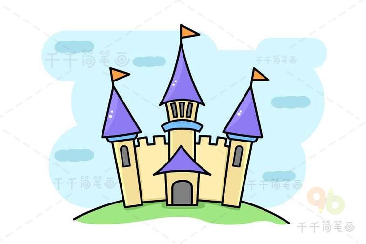 城堡简笔画涂色儿童