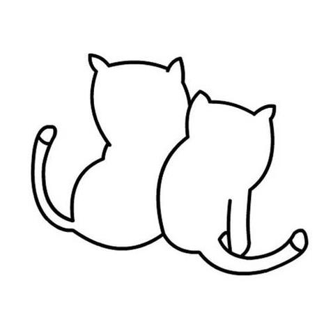 2只猫背影简笔画