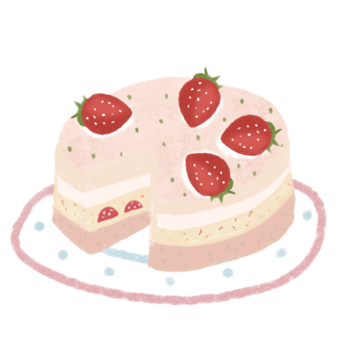卡通手绘草莓奶油蛋糕图片