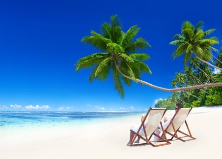 沙滩,蓝色大海海洋,棕榈树,椅子,自然风景图片