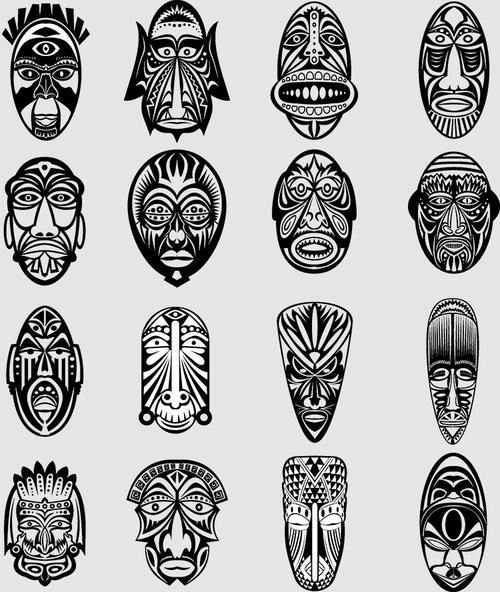 125#非洲风原著土著民族人脸抽象图腾 图像符号 ai适量文件设计素
