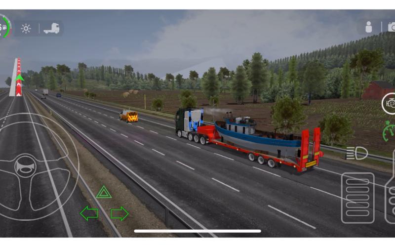 《环球卡车模拟》运输特殊货物,引导车开路护送.