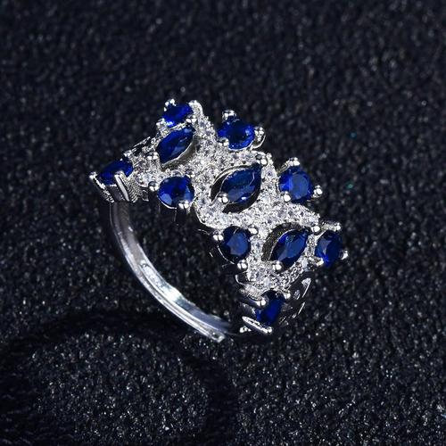 纯银女士坦桑蓝戒指 镶嵌蓝时尚个性彩宝指环