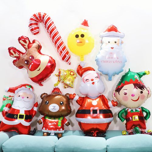 圣诞节卡通气球装饰商场门店铺背景墙装扮雪人树平安夜幼儿园布置