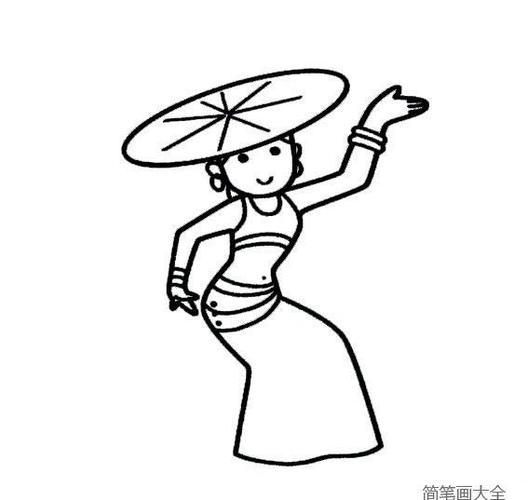跳舞的傣族少女简笔画傣族舞人物简笔画简笔画-如何画q版傣族女人的简