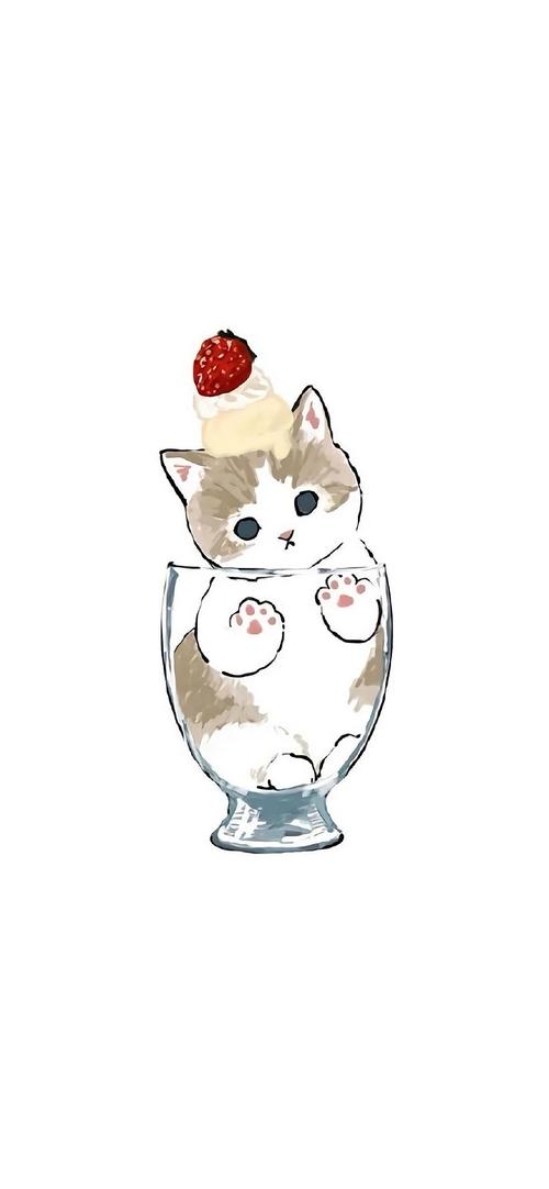 可爱猫咪手绘插画高清手机壁纸