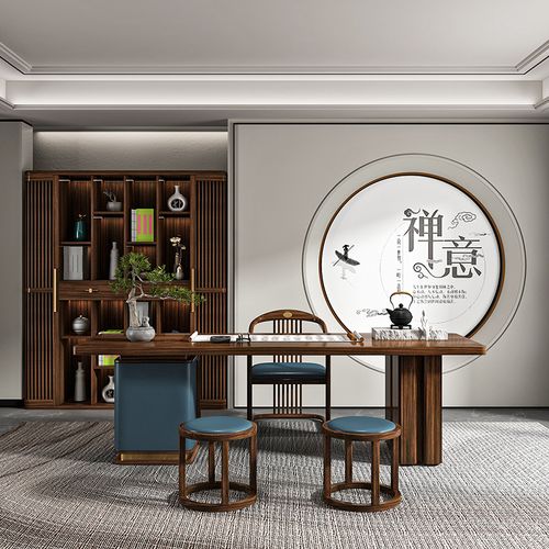 新中式实木书桌椅主管办公桌现代禅意书桌老板桌总裁桌办公室书房