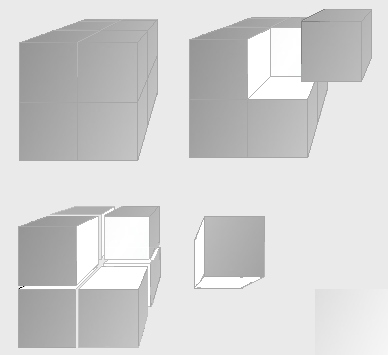 切开后每个小立方体比原来多一倍面积 所以应该是20×2÷8=5