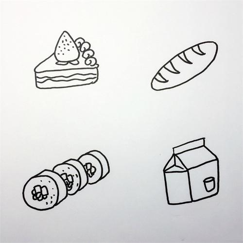 食物简笔画图片大全,可爱小零食简笔画