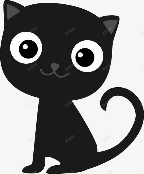 com 可爱小猫 可爱猫咪 呆萌小猫 水彩 童趣 黑色小猫