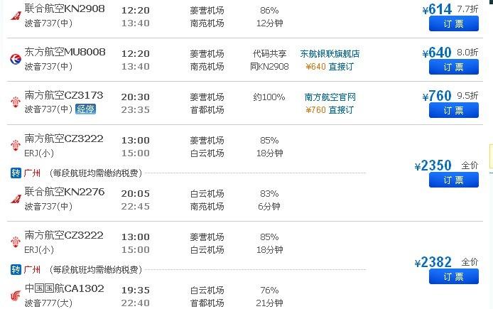 七月29号南阳到北京的火车票价,飞机票价是多少?