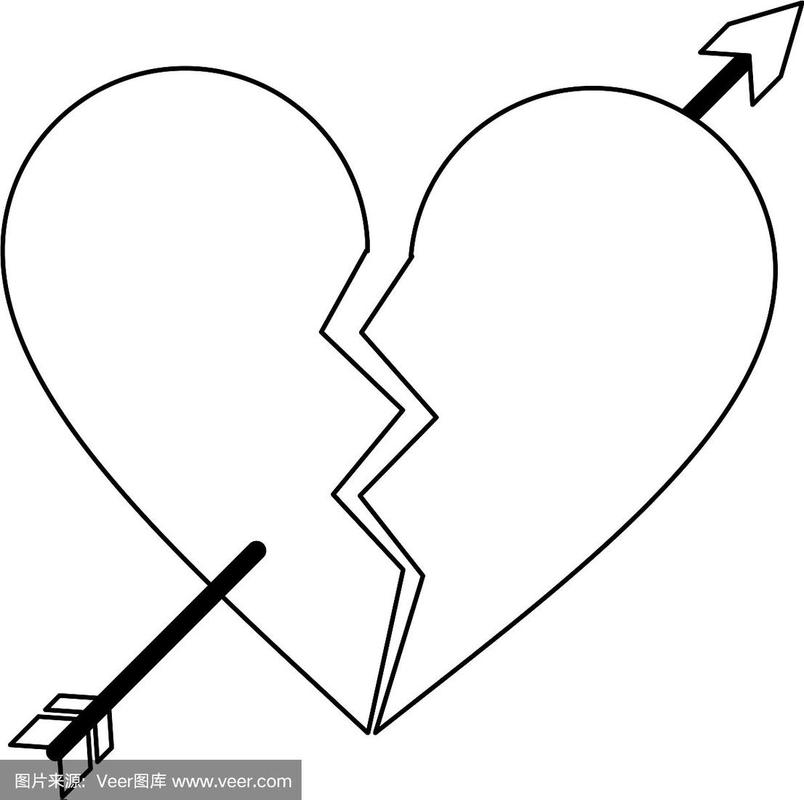 心碎的弓箭象征着黑白