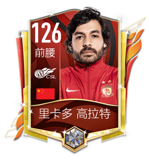 《fifa足球世界》为高拉特制作的腾讯体育中超英雄限定卡在广州队面对