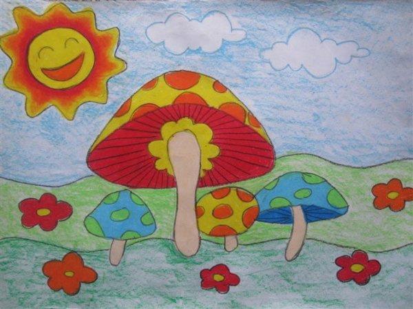 蘑菇蜡笔画作品在线投稿