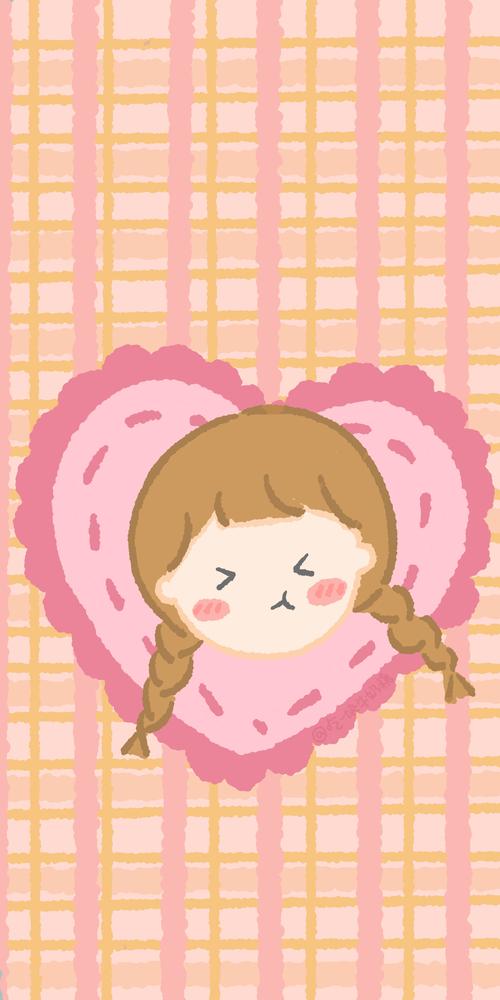 粉色清甜小兔叽可爱手绘手机壁纸