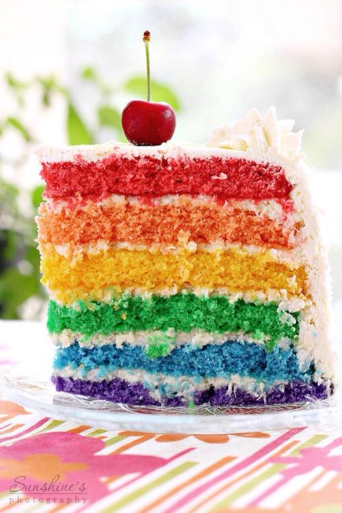 爱心彩虹蛋糕图片大全