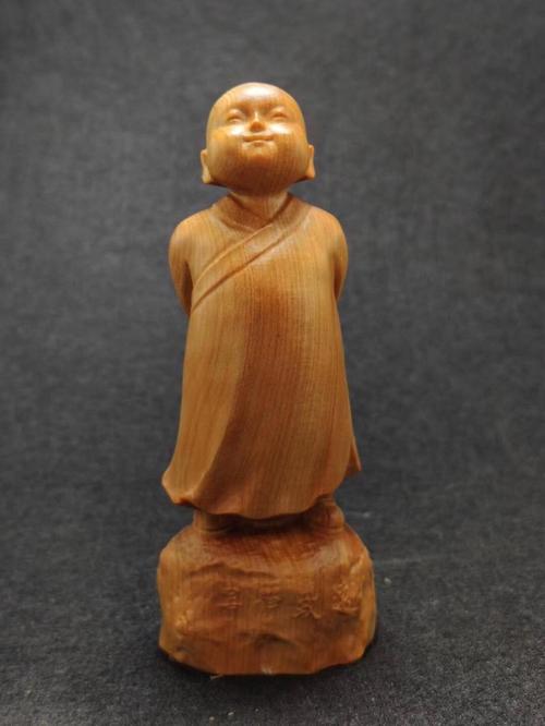 黄杨木雕实木家居雕刻工艺品手把小沙和尚人物木雕